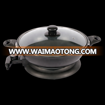 2018 Hot and Cheap Nonstick Chinese Electric Wok with Glass Lid